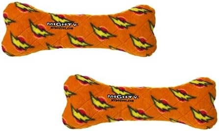 MIGHTY Tuffy 2 Pack Bone Dog Toy: Ultra Durable Plush Toy with Multiple Layers & Reinforced Seams, Washable and Floats, Vinyl Bone & Fleece