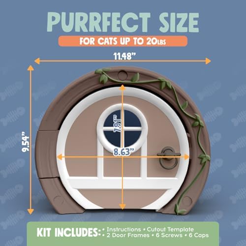 Gnome® Door Cat Door for Interior Doors - Stylish & Functional with No Flap, Lockable, and Easy Installation, Spacious Large Kitty Door for Cats Up to 20 lbs, Private and Comfortable Pet Door