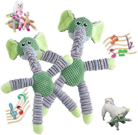 2026 Upgraded Dog Toys for Aggressive Chewers,Squeaker Inside Interactive Chew Toy with Hypoallergenic Filling | Oeko-TEX Certified Boredom Buster & Cuddle Companion(7.9 * 14.9in) (2 Pack，Elephant)