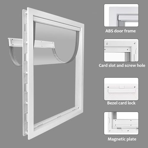 CEESC X-Large Dog Door, Magnetic Flap & Closing Panel, Black, Up to 85 lbs