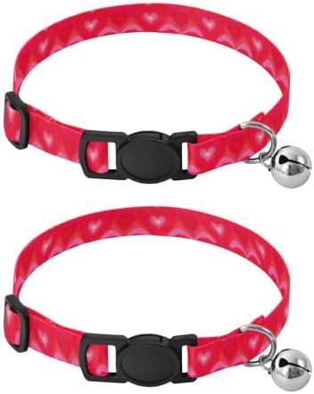 Retro Hearts Red Adjustable Buckle Dog Collar 2 Pack Lightweight Small Dog Collar