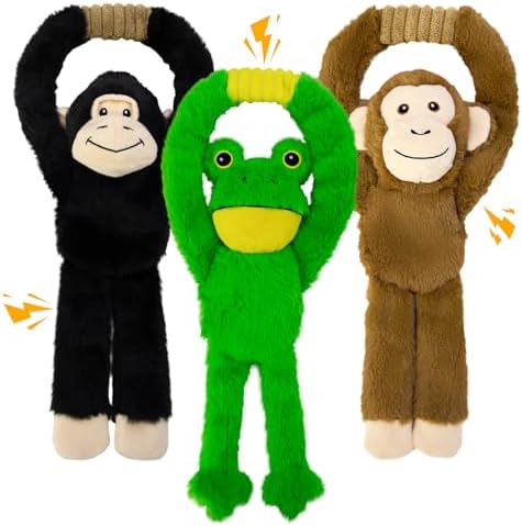 No Stuffing 3-Pack Dog Toys, Squeaky Plush with Crinkle Toy for Medium Pets