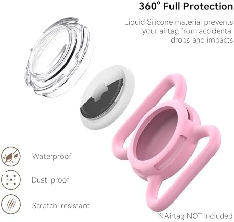 Waterproof AirTag Holder for Dog Collar, Soft Slide-On Dog AirTag Holder | Full-Body Protection, No-Dangle Fit, Ultra-Durable, Lightweight, Tool-Free Installation, Clear Cover, Fits Dog & Cat Collars