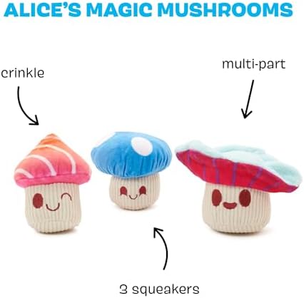 BarkBox Alice's Magic Mushrooms Dog Toy - for Extra Small to Small Dogs