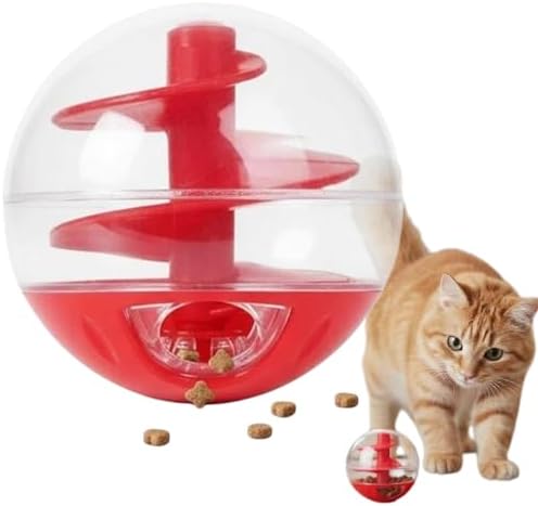 Cat Treat Dispenser Toy Interactive, Slow Feeder Cat Treat Ball for Cats, Adjustable Portions Food Ball for Cats Kitten Training, Small Puzzle Ball Cat Treat Dispenser Toys, 2 x 2in