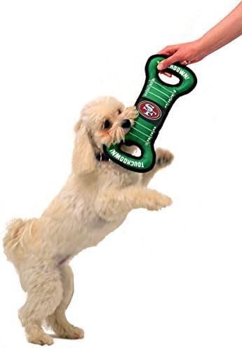 NFL Football Field DOG TOY with Squeaker. - SAN FRANCISCO 49ERS - For Tug, Toss, and Fetch. - Tough & Durable PET TOY