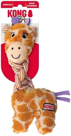 KONG Knots Twists Plush Dog Toy – Durable Rope & Plush for Tug and Toss – Internal Knotted Rope and Squeaker – Assorted Characters (Small/Medium)