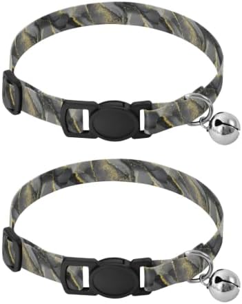 Marble Gray Cat Collar 2 Pack Dog Collars for Small Dogs Adjustable 10.6 to 17.1 Inches
