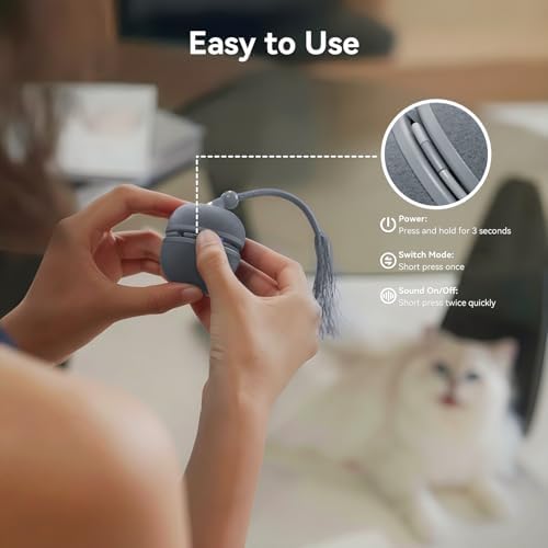 Cheerble 2 in 1 Interactive Cat Toys for Indoor Cats - Wicked Ball Duo2 Automatic Cat Toy, Dual Interchangeable Shells, Electric Cat Toy Ball with Chirping Sounds,Rechargeable Moving Kitten Toys, Blue
