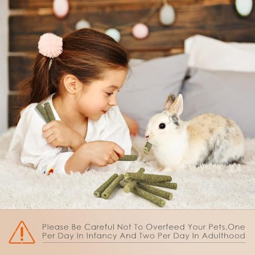 Grddaef 45Pcs Rabbit Toys, 300g Natural Timothy Grass Molar Teeth Stick Chew Toys for Chinchilla Rabbit Bunny Guinea Pig Treats