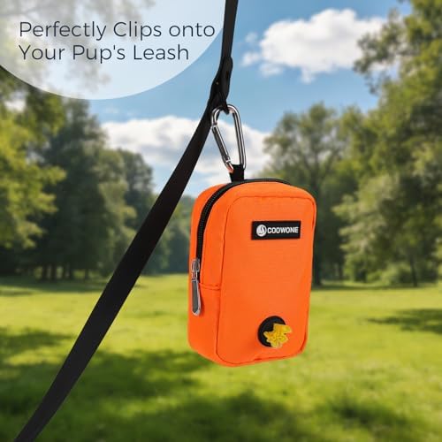 Small Dog Treat Bag, Portable Dog Treat Bag for Leash with Clip, Puppy Training Bags Built in Poop Bag Dispenser, Pocket Sized Dog Treats Pouch, Doggie Snack Rewards Bag, Dog Treat Carrier