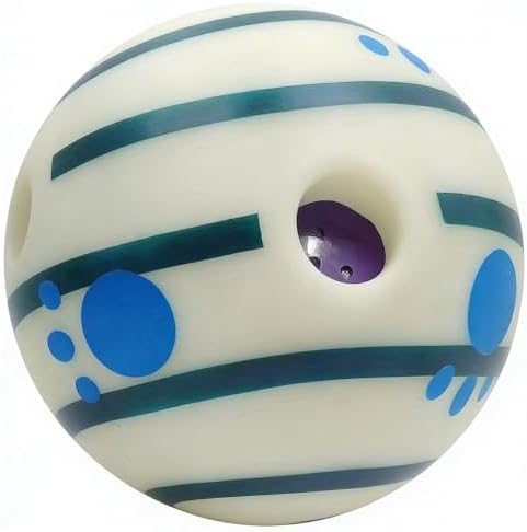 Wobble Giggle Ball for Dogs Durable Interactive Dog Toys for Small Medium Large Dogs (White (Glow in the Dark) + Green, S/3.46 inch)