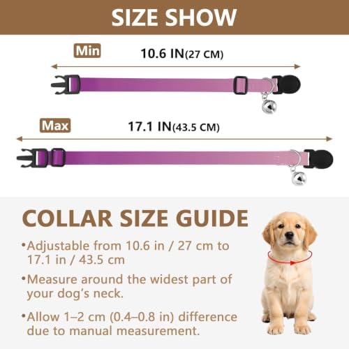 Purple Gradient Cat Collar Breakaway with Bell 2 Pack Small Dog Collar Adjustable 10.6 to 17.1 Inches