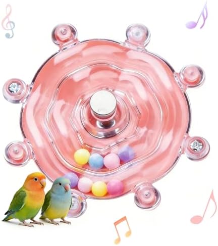 Spinning Bird-Toys Bird Cage Toys & Bird Perch Parrot-Parakeet Budgie Cockatiel Conure Macaw Chicken Parrot Enrichment Cage Accessories Small Animal Chewing Toy (Pink Wheel)