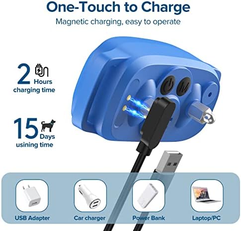 FAFAFROG Dog Bark Collar, Rechargeable Smart Collar, Anti Barking Training Collar with 5 Adjustable Sensitivity Beep Vibration, Bark Collar for Large Medium Small Dogs (Blue)