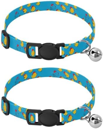 Yellow Chickens Running Kitten Collar 2 Pack Dog Collars for Small Dogs Adjustable 10.6 to 17.1 Inches