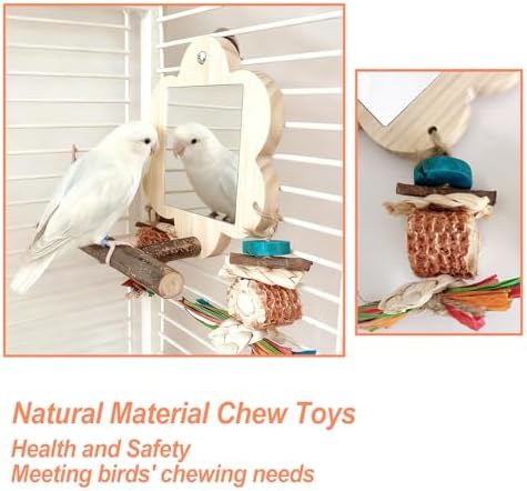 Bird Mirror with Perch Stand,Parrot Swing,Birds Toys for Alleviate Boredom