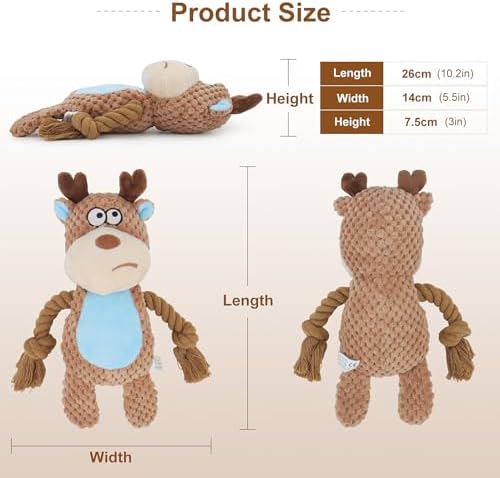 Dog Toys, Dog Squeaker Toys with Crinkle Paper (Camel-Colored Elk)