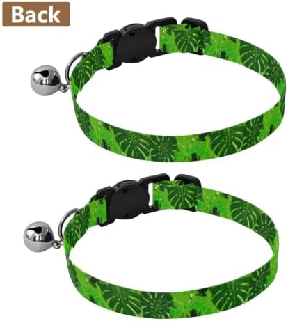 Green Tropical Leaf Frog Cat Neck Collar, 2 Pack Dog Bell Collar