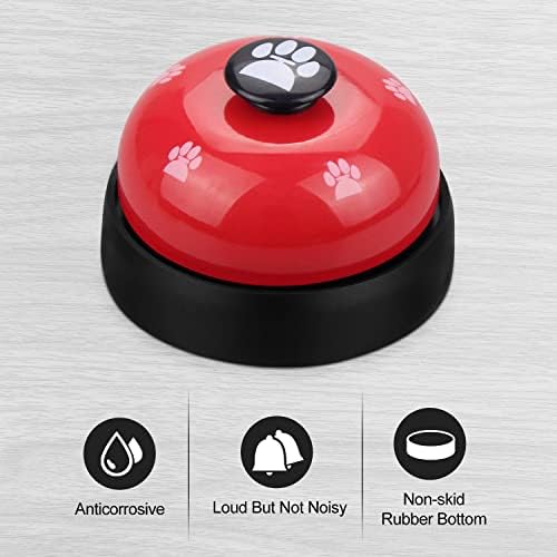 Comsmart Dog Puppy Cat Kitten Potty Training Bells, 2 Metal Dog Paw Print Bells with Non-Skid Rubber Base for Pet Interactive Game Toys Tell Bells, Service Bell for Hotel School Bar Shop Restaurant