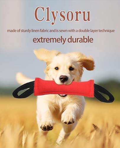 Clysoru Tug of War Dog Toy Bite with 2 Strong Handles Made of Durable Tear Resistant Strong Stitches