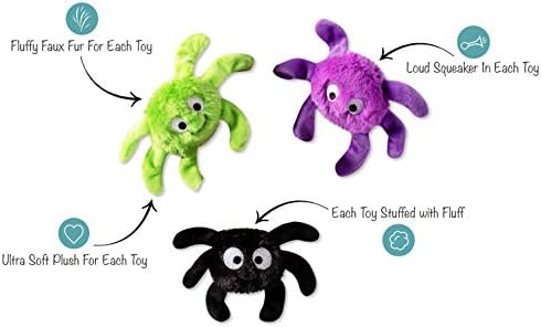 Fringe Studio, Creepy CRAWLY Spiders, Small Plush Dog Toy 3PCS Set, PetShop Collection (289479)