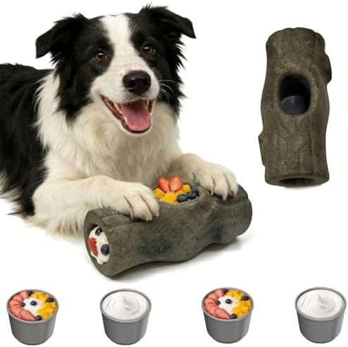 2-Pack XXL Durable Dog Enrichment Toy, Frozen Dog Toy with Removable Mold, Interactive Chew & Lick Toy for Puppy Large Medium Dogs, Coffee Wood Fiber, Indestructible for Aggressive Chewers