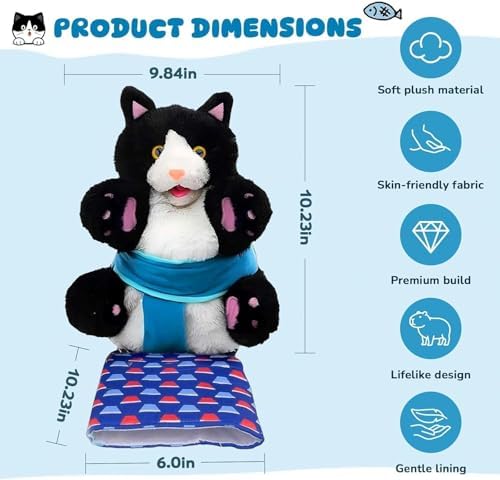Interactive Cat Toys Cute Play Set with Wrestling Glove, Karate Kitty, Catsumo, Wrestling Puppet, Fun Interactive Toy for Indoor Cats & Kittens (cat02)