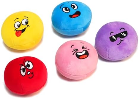 Squeaky Dog Toys, Interactive Soft Plush Puppy Toy Balls for Small Medium Breed, Cute Stuffed Pet Teething Ball Pack to Keep Dogs Busy