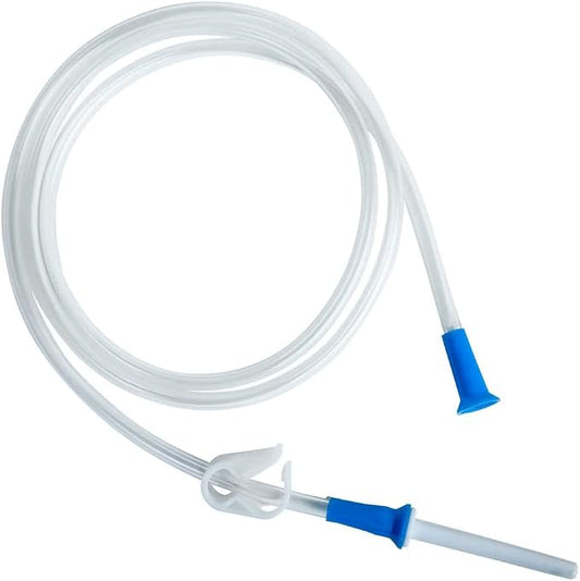 HealthAndYoga™ Replacement Enema Tubing – Super Economical, Hygienic, Medical Grade PVC - 1.5 Meter with Hose Clamp and Nozzle – Enema Supplies Compatible with most Bucket Bag Kits (1 Set)