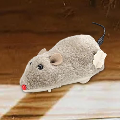 Brown Wind Up Mouse - Mouse Hunting, Feathered Cat, Interactive Wind Up for Cats Life Like Simulation, Rats Chasing Interactive for Indoor Kitties Cat Mice and Animals