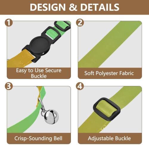 Yellow Green Gradient Metal Bell Included Pet Collar 2 Pack Pet Collars for Cats