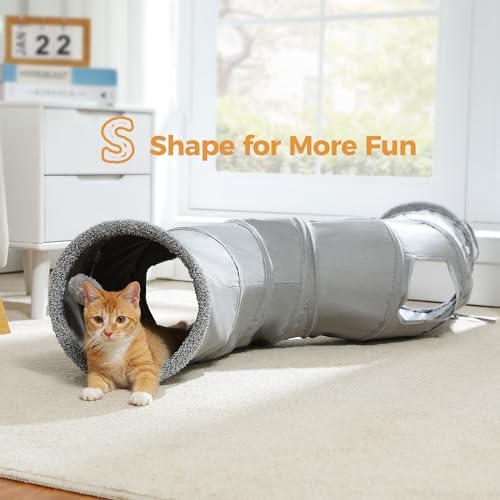 PAWZ Road Cat Tunnel S Shape Cat Tunnels for Large & Indoor Cats 51”Long