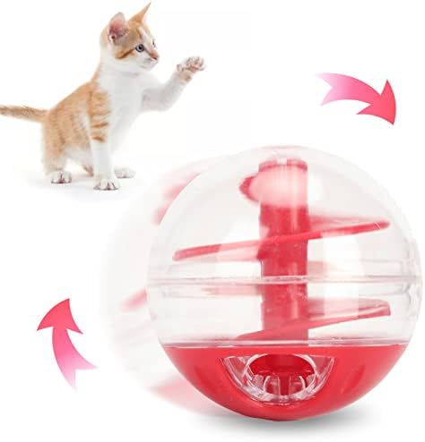 TITA-DONG Interactive Cat Treat Dispensing Puzzle Ball Toy, Adjustable Leakage Mouth Slow Feeder for Kitten Training