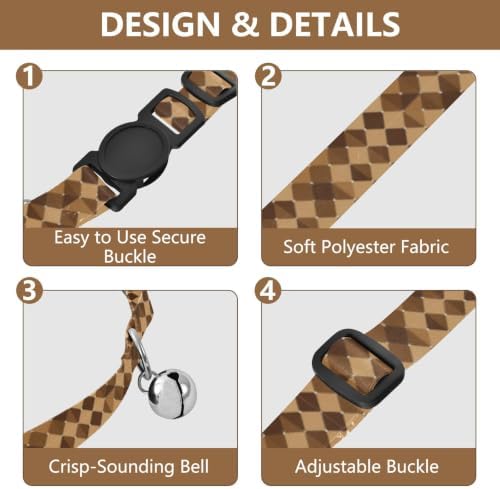 2 Pack Cat Collars Brown Tan Dots Cat Collars with Bell, Adjustable 10.6 to 17.1 Inches