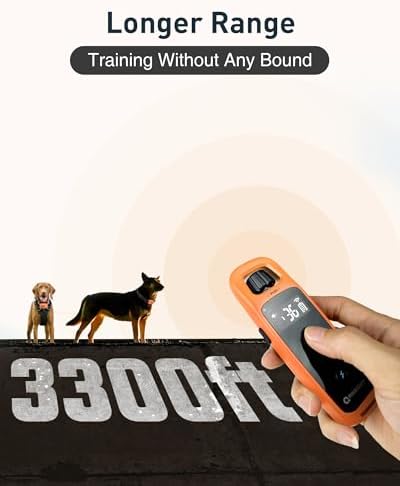 ABBIDOT Shock Collar for Dogs 3300Ft 4 Training Modes Dog Training Collar, IPX7 Waterproof, Nihgt Light, Safety Lock, Rechargeable E-Collar for Small Medium Large Dogs (15-120 lbs)，Orange