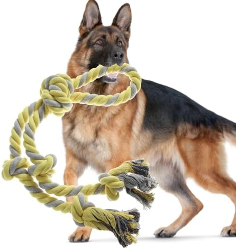 Rope Toy for Dogs，Large Dog Rope Toys for Aggressive Chewers, Heavy Duty Dog Toys for Large Medium Breed, Indestructible Tough Chew Toys Tug of War Dog Toy Cotton Rope for Teeth Cleaning