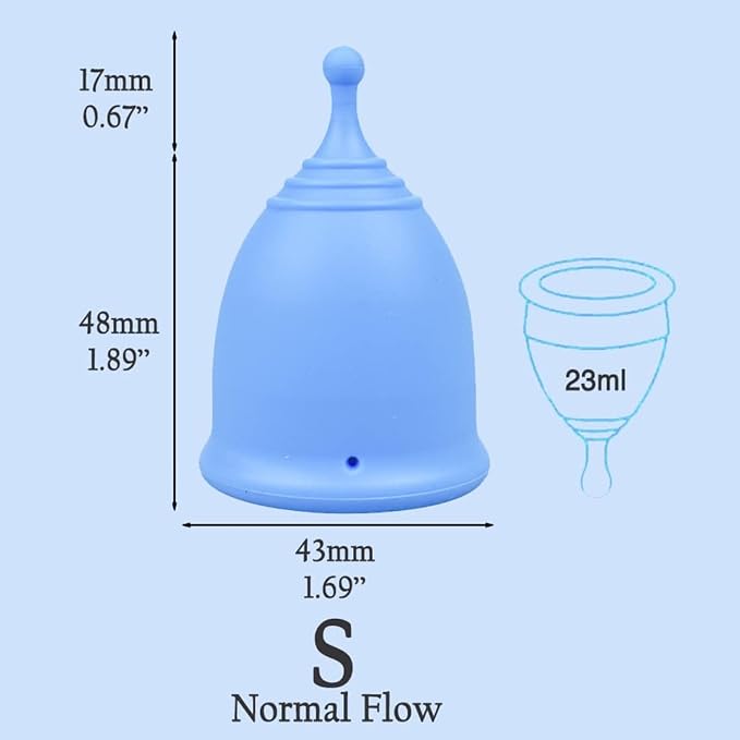 SHORDY Menstrual Cups - Small Reusable Period Cup for Teens & Women (Blue) | 100% medical grade silicone Copa menstrual, Light Flow, Wear up to 12 hr with comfort, Pads Disc & tampon alternative
