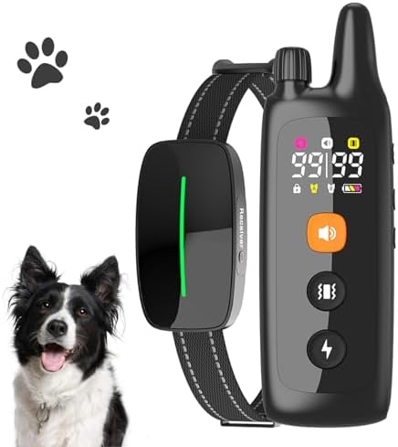 PWireless Dog Training Collar Innovative IP67 Waterproof Stop Barking Device with 3 Training Modes and 2 Channels Rechargeable Remote Control Dog Shock Collar for All Breeds, Black