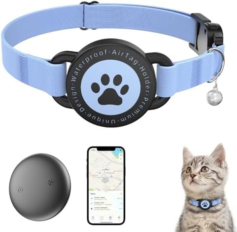 Cat GPS Tracking Collar (iOS & Android), Mini Bluetooth GPS Dog Tracker 1P | Pet Activity Monitor No Monthly Fee, Adjustable‑Lightweight Design, Works with Apple Find My and Google Find Hub, Blue