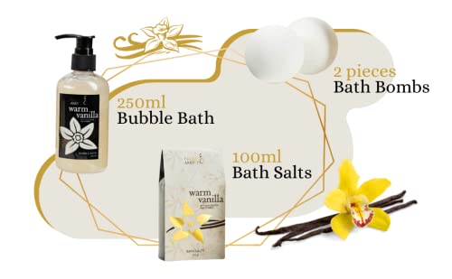 Bath and Body Gift Basket For Women and Men Warm Vanilla Bath & Body Collection Includes Shower Gel, Bubble Bath, Body Lotion, Body Mist & More – Mother's Day Gift for Mom
