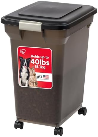 IRIS USA Dog Food Storage Container, Up to 40 lbs, Smoke, Made in USA