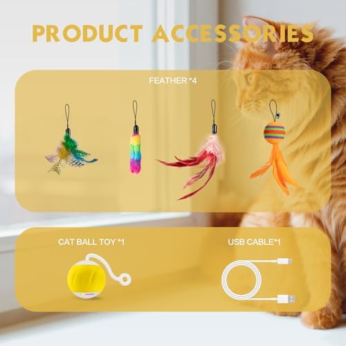 Upgraded 2.36 Inch Large Cat Toy With Touch&Voice Activation for Indoor Cat