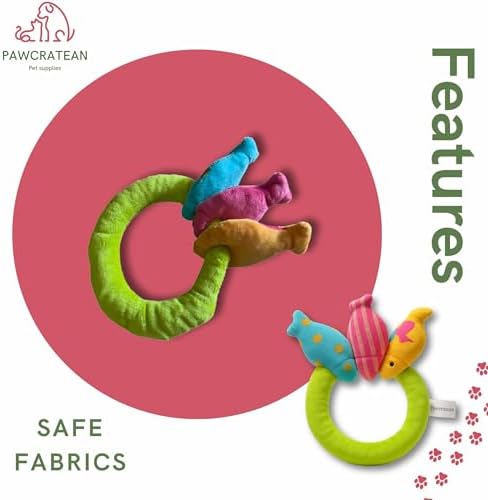7" Squeaky Plush Toy for Puppies Small Dogs Self Etertainment Washable Soft Made [PET ONLY] (Fish Ring)