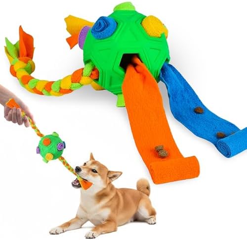 Snuffle Ball for Dogs Toy - Puppy Treat Hiding Interactive Enrichment Ball, Dog Slow Feeder Brain Stimulation Puzzle Cognitive Toys, Encourage Natural Foraging Skills for Pet Training (Green)
