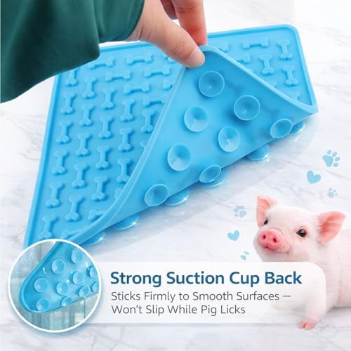 3Pcs Pig Enrichment Toys, Silicone Lick Mat for Mini Pigs with Spatula, Suction Cup Slow Feeder Enrichment Mat for Powder Slurry, Soft Food & Pellets, Toy for Mini Pigs.