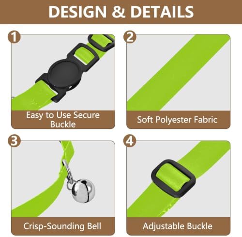 Green Yellow Gradient Comfortable Cat Collar, 2 Pack Cat Bell Collar