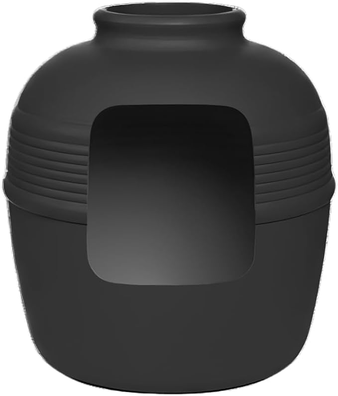 Good Pet Stuff Hidden Litter Box Planter, Decorative Cat Litter Enclosure with Carbon Filter, Upgraded Design, Easy to Clean, Replacement Kit, Original Round Style, Charcoal Black