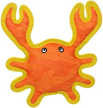 Tuffy® - DuraForce® : Crab Dog Toy: Ultra Durable Plush Toy with Multiple Layers & Reinforced Seams, Washable and Floats, DuraForce® Construction