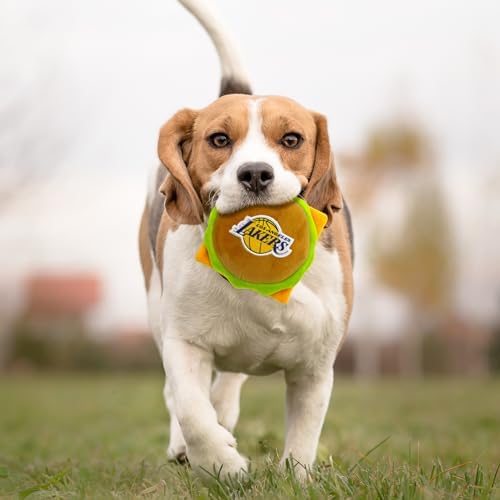 Pets First NBA Los Angeles Lakers Cheese Burger Plush Dog & CAT Squeak Toy - Cutest Stadium HAMBERGER Snack Plush Toy for Dogs & Cats with Inner Squeaker